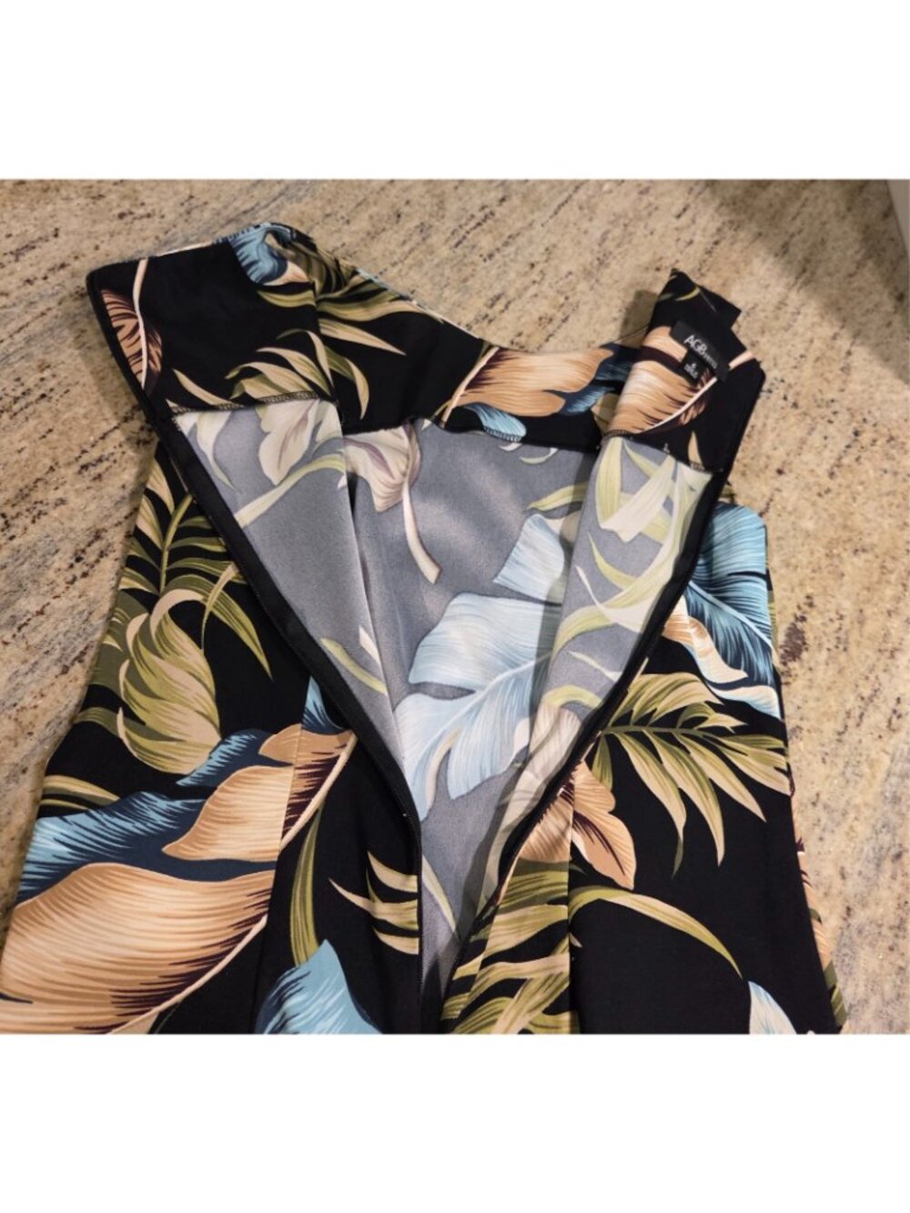 AGB Dress Floral Aloha Hawaii Midi Sleeveless Size 6 Black Blue Green Zip - Picture 11 of 13